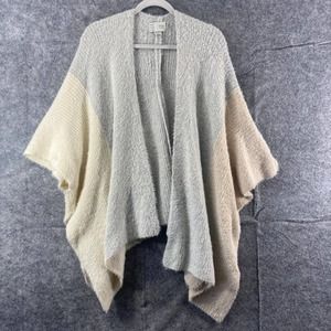 Anthropologie Poncho Cardigan One Size Colorblock Fuzzy Knit Open Layering Shawl